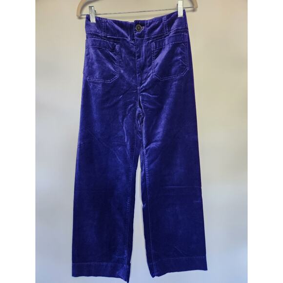 NWT Maeve The Colette Cropped Wide-Leg Velvet Pants Size 26 Tall Blue #7F413 - Picture 2 of 13